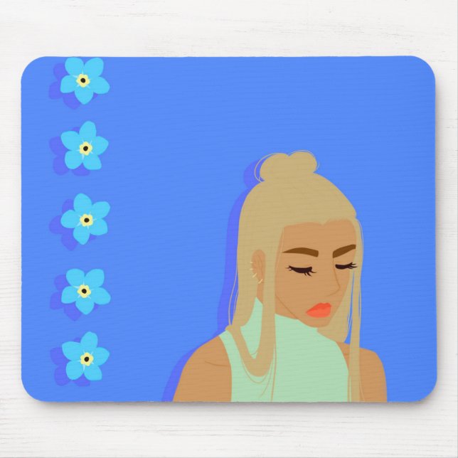 Forget-me-not Girl Mouse Pad (Front)