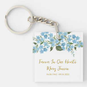 Forget me not Memorial Funeral Photo Keychain