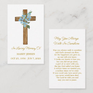 Forget me not Memorial Funeral Prayer Card