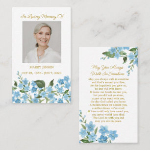 Forget me not Memorial Photo Funeral Prayer Card