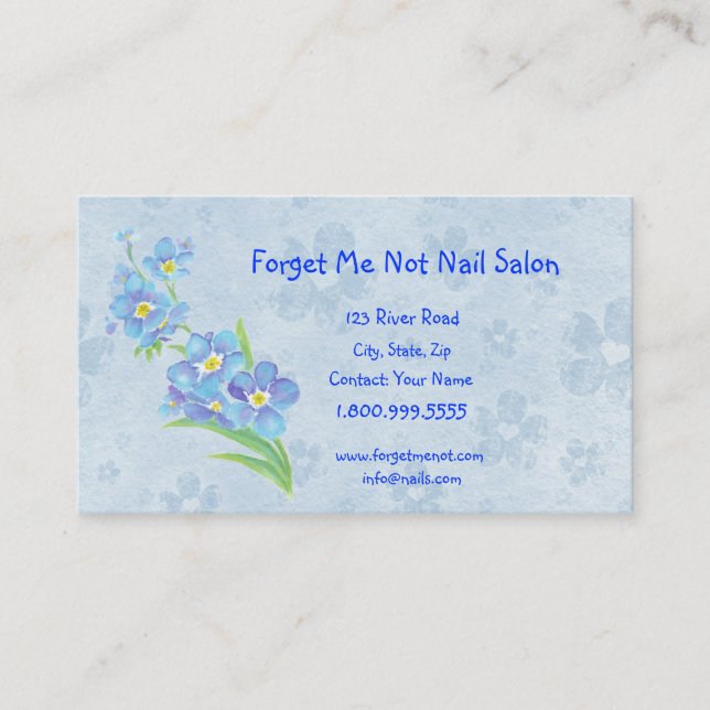 Forget Me Not Nail Salon Business Card (Front)