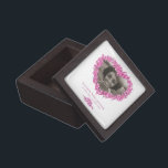 Forget-me-not pink white heart photo keepsake gift box<br><div class="desc">Ideal to keep your inherited gift or a special item from a passed loved one. Personalise with your loved one's photo,  name,  and dates. Other matching items are available. Original hand-inked and watercolor forget-me-nots floral art and design by www.mylittleeden.com</div>
