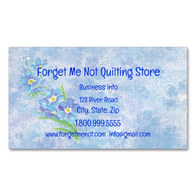 Forget Me Not Pretty Blue Garden Flower  Magnetic Business Card (Front)