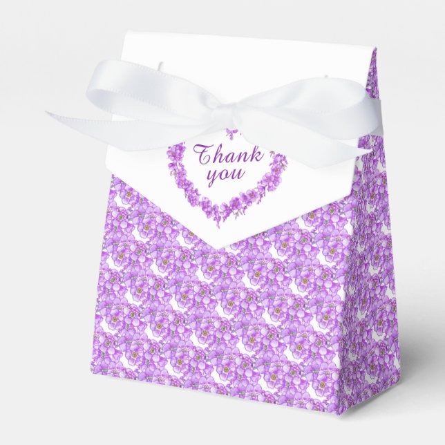 Forget-me-not purple white art thank you gift favour box (Front Side)