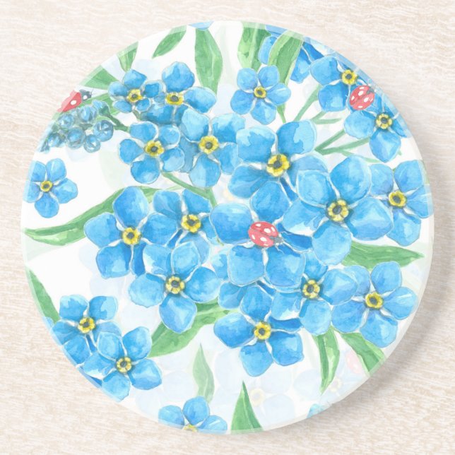 Forget me not seamless pattern coaster (Front)