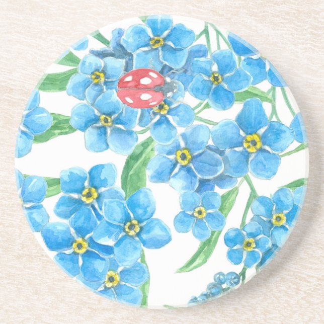 Forget me not seamless pattern coaster (Front)