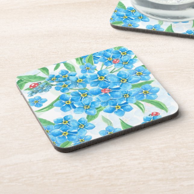 Forget me not seamless pattern coaster (Left Side)