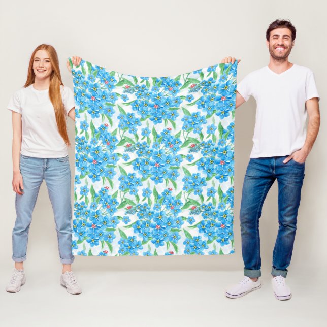 Forget me not seamless pattern fleece blanket (In Situ)
