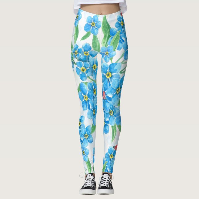 Forget me not seamless pattern leggings (Front)