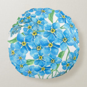Forget me not seamless pattern round cushion