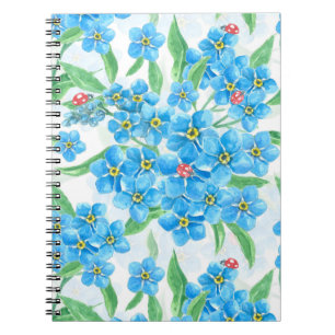 Forget me not seamless pattern spiral notebook