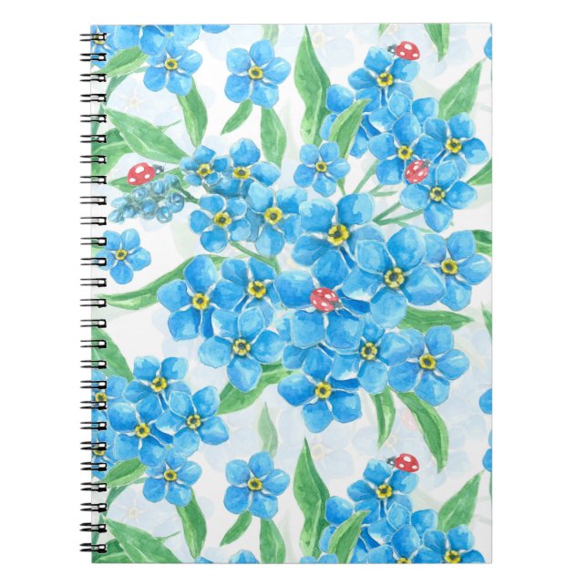 Forget me not seamless pattern spiral notebook (Front)