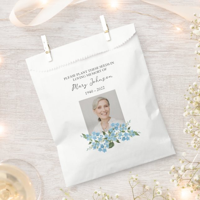 Forget me not Seed Packet Memorial Funeral Favour Bags (Clipped)
