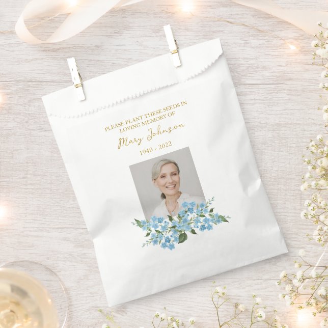 Forget me not Seed Packet Memorial Funeral Favour Bags (Clipped)