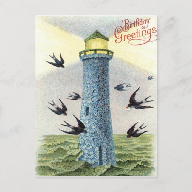 Forget Me Not Songbird Lighthouse Postcard (Front)