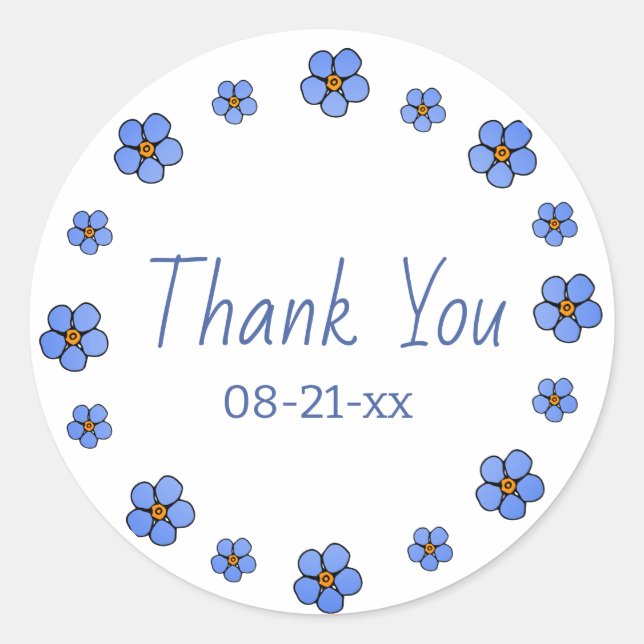 Forget me not sweet summer flower wreath classic round sticker (Front)