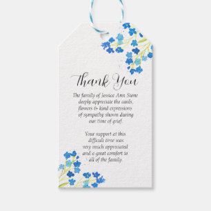 Forget Me Not Sympathy Floral Funeral Thank you Gift Tags