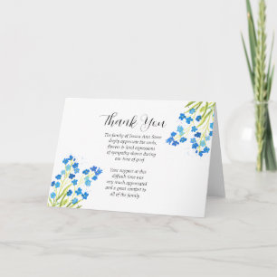 Forget Me Not Sympathy Floral Funeral Thank you  Invitation