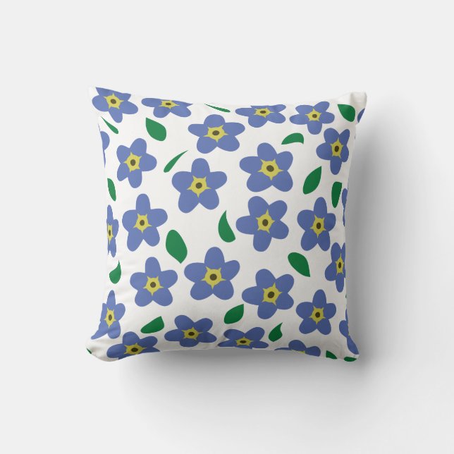 Forget Me Not Throw Pillow, Floral Pillow, Flowers Cushion (Front)