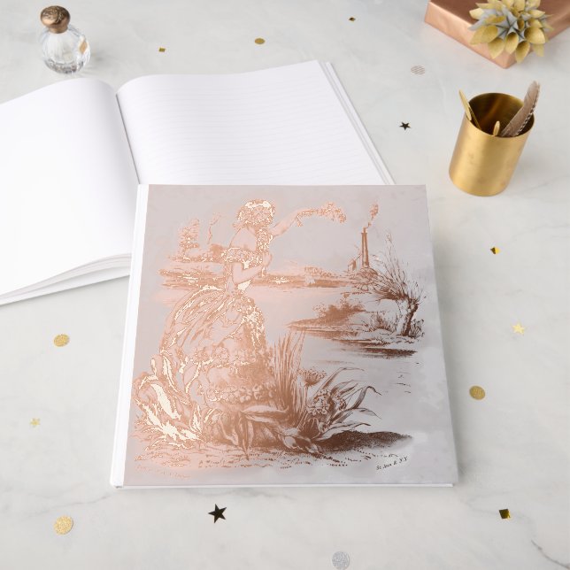 Forget Me Not Victorian Wedding Guest Book (Front Open)