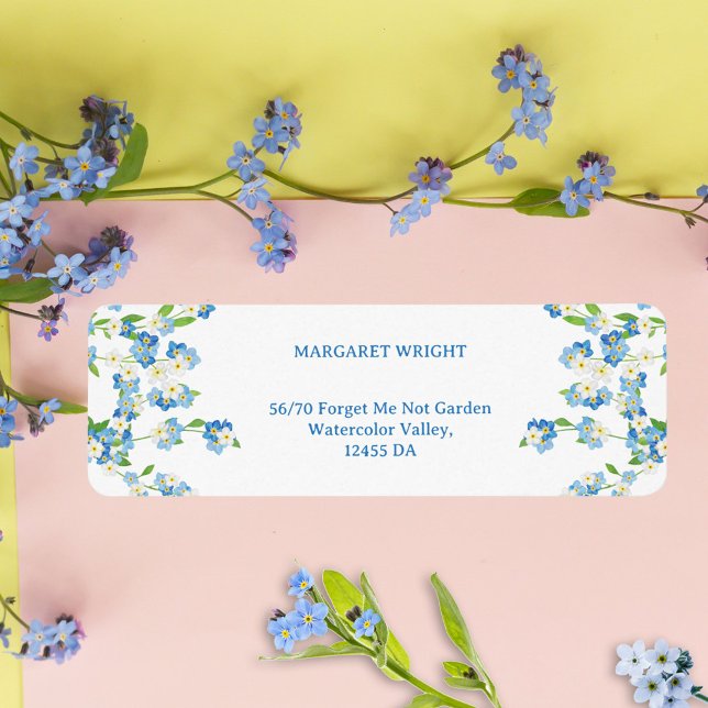 Forget Me Not Watercolor Blue and White Wedding (Forget Me Not Watercolor Blue and White Wedding Label)