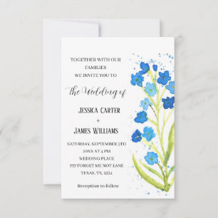 Forget Me Not Watercolor Blue Floral Wedding Invitation