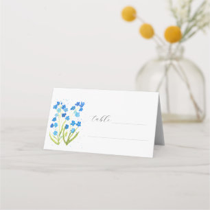 Forget me not Watercolor Blue Floral Wedding Place Card
