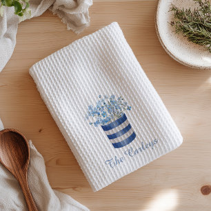 Forget Me Not Watercolor Blue Flowers in Jar Tea Towel