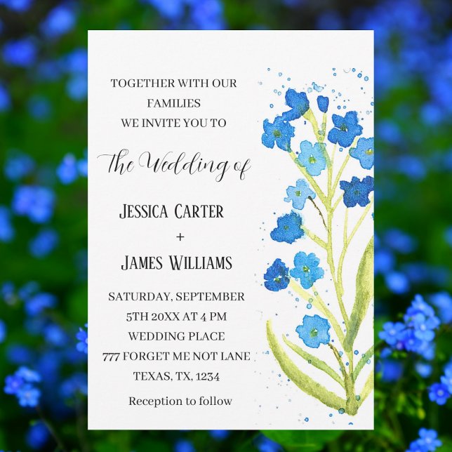Forget Me Not Watercolor Floral Wedding Invitation (Creator Uploaded)
