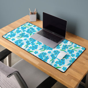 Forget me not watercolor flowers desk mat
