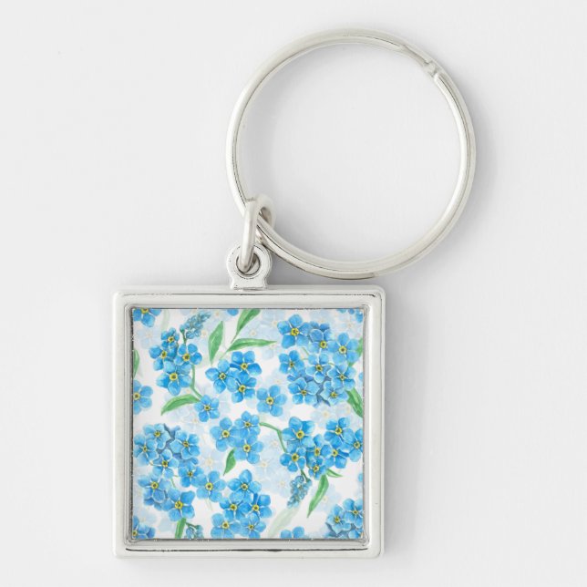 Forget me not watercolor flowers key ring (Front)