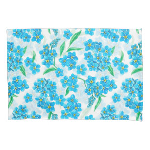 Forget me not watercolor flowers pillowcase