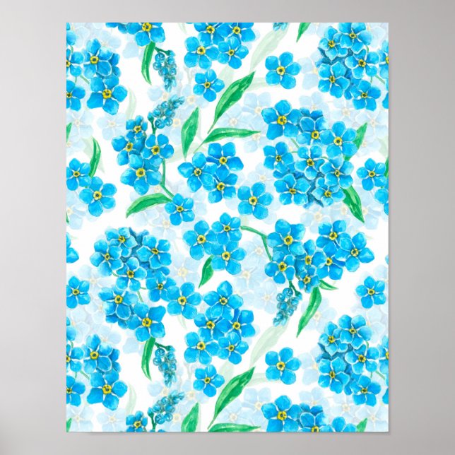 Forget me not watercolor flowers poster (Front)