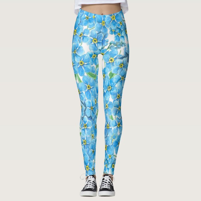 Forget me not watercolor leggings (Front)