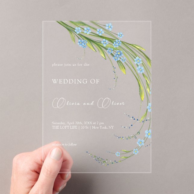 Forget-Me-Not Wedding Acrylic Invitations (Insitu (Handheld))