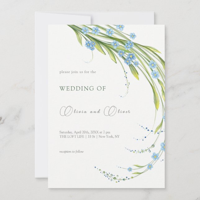 Forget-Me-Not Wedding Invitation (Front)