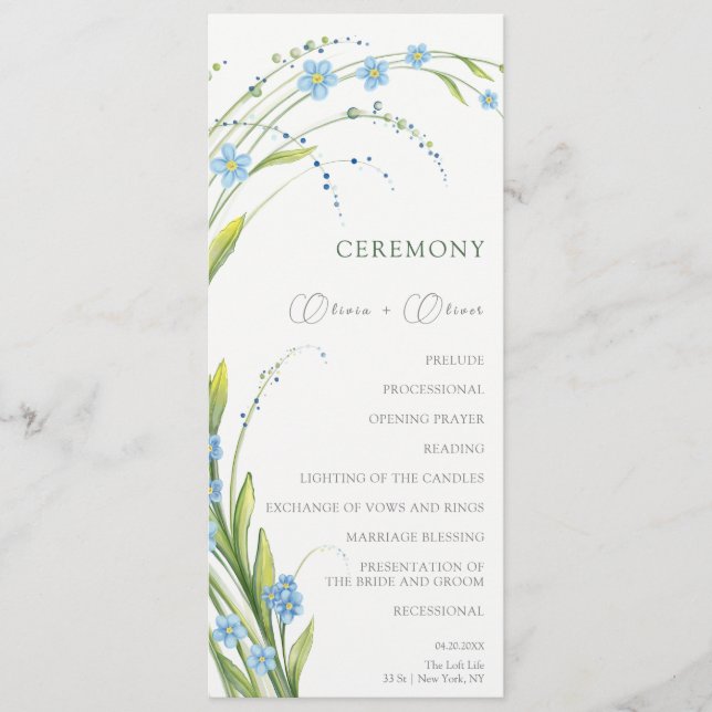 Forget-Me-Not Wedding Programme (Front)