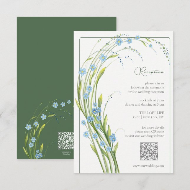Forget-Me-Not Wedding Reception Enclosure Card (Front/Back)