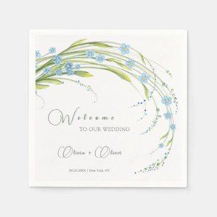 Forget-Me-Not Wedding Welcome Napkin