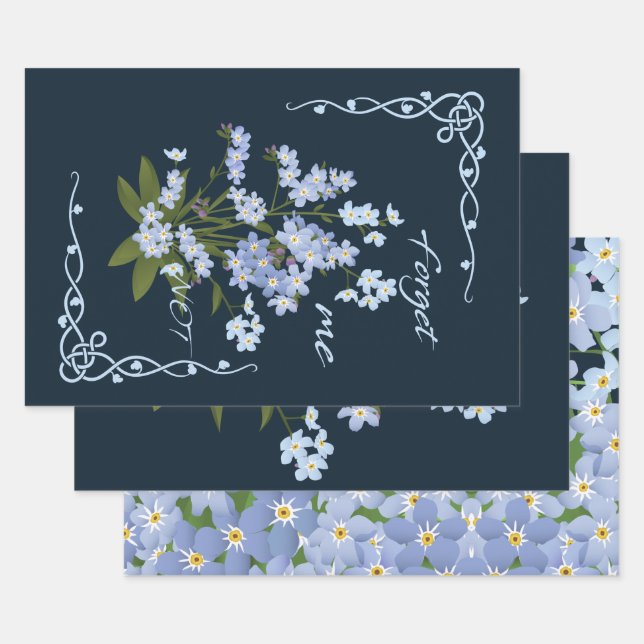 Forget me not   wrapping paper sheet (Set)