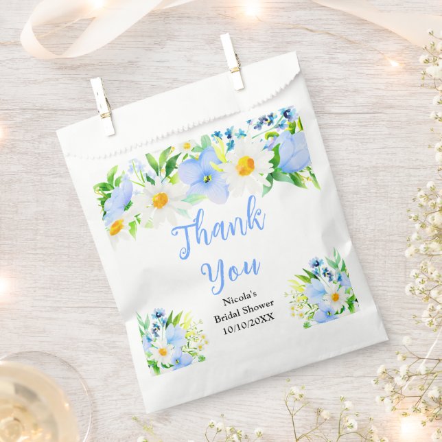 Forget-Me-Nots and Daisies Bridal Shower Thank You Favour Bags (Clipped)
