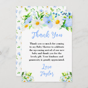 Forget-Me-Nots and Daisies Floral Baby Shower Thank You Card