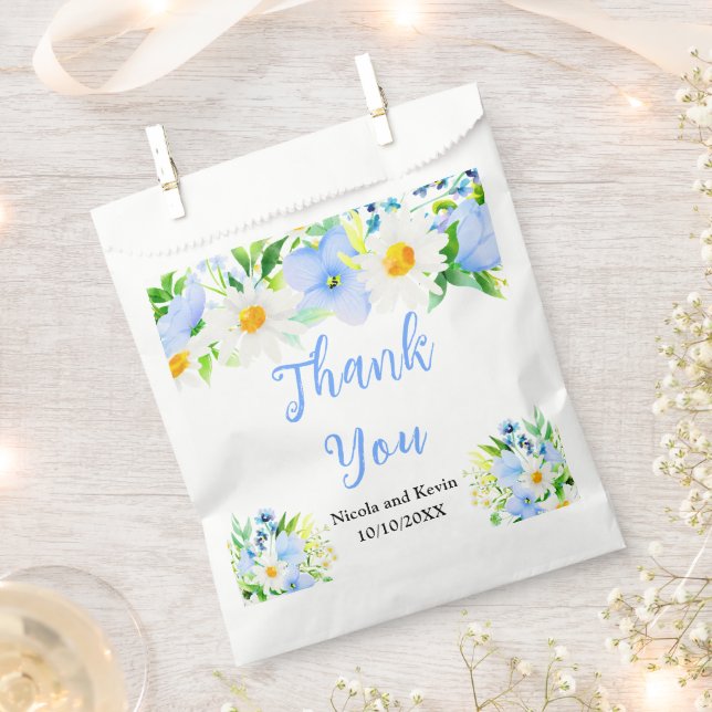 Forget-Me-Nots and Daisies Floral Wedding Favour Bags (Clipped)