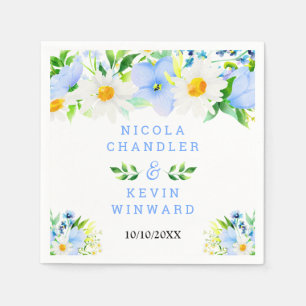 Forget-Me-Nots and Daisies Floral Wedding Napkin