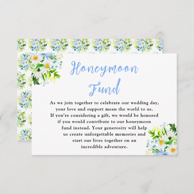 Forget-Me-Nots and Daisies Wedding Honeymoon Fund Enclosure Card (Front/Back)