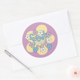 Forget-Me-Nots and Message on Vibrant Floral Motif Classic Round Sticker