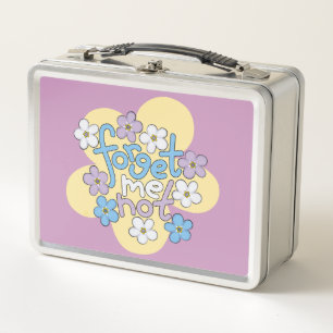 Forget-Me-Nots and Message on Vibrant Floral Motif Metal Lunch Box