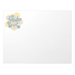 Forget-Me-Nots and Message on Vibrant Floral Motif Notepad