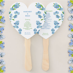 Forget-Me-Nots Blue Wildflower Wedding Program Hand Fan