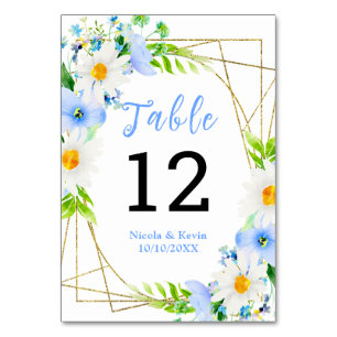 Forget-Me-Nots Daisies Floral Wedding Table Number